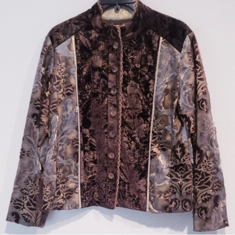 Vintage Chico’s floral crushed velvet blazer jacket size M
